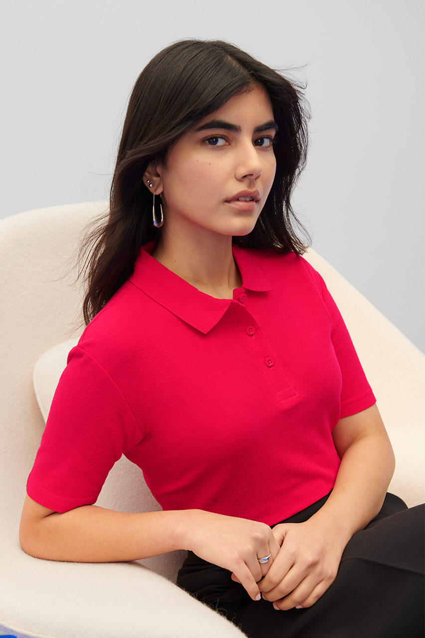 SOFTSTYLE® LADIES' DOUBLE PIQUÉ POLO WITH 3 COLOUR-MATCHED BUTTONS - Slika 3