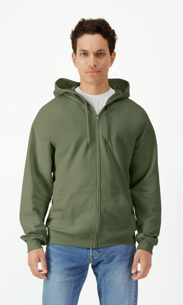 SOFTSTYLE® MIDWEIGHT FLEECE ADULT FULL ZIP HOODED SWEATSHIRT