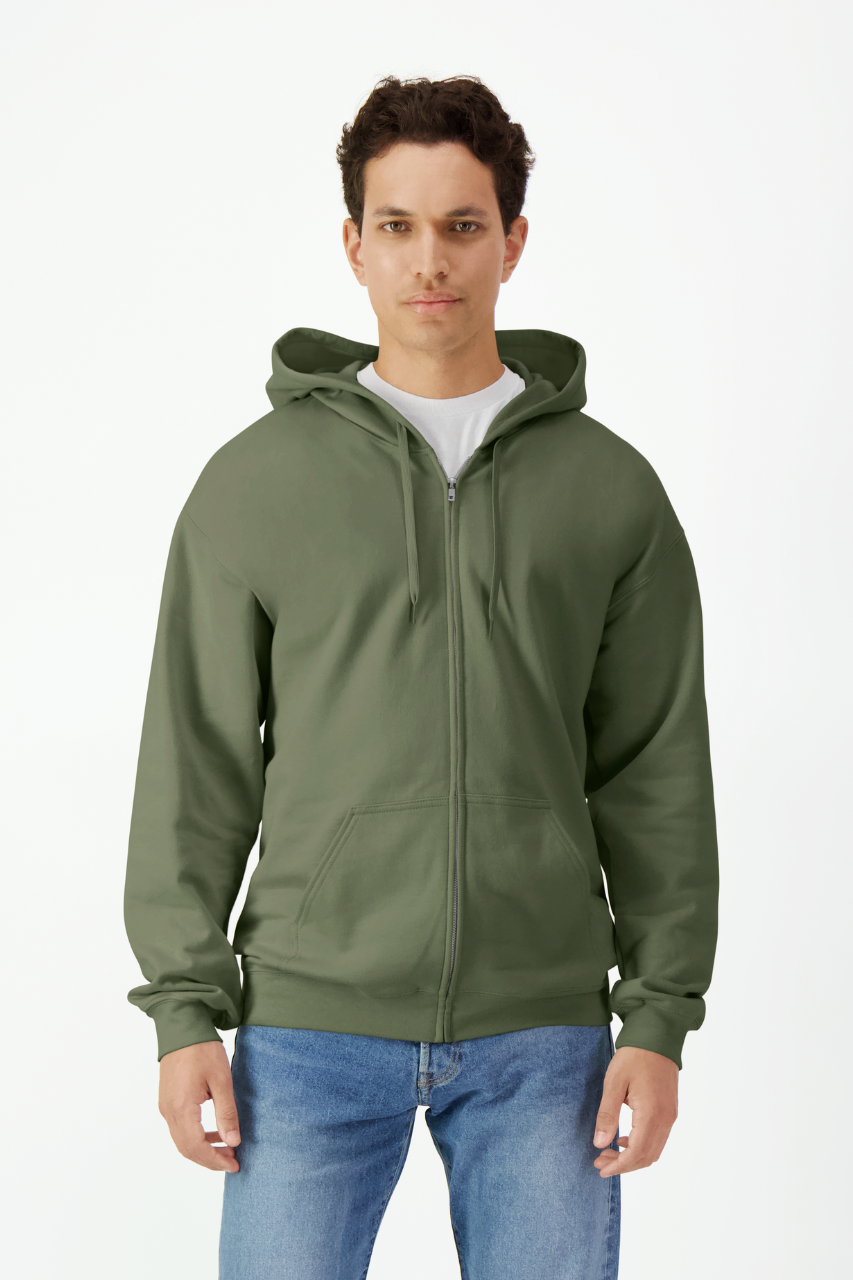 SOFTSTYLE® MIDWEIGHT FLEECE ADULT FULL ZIP HOODED SWEATSHIRT