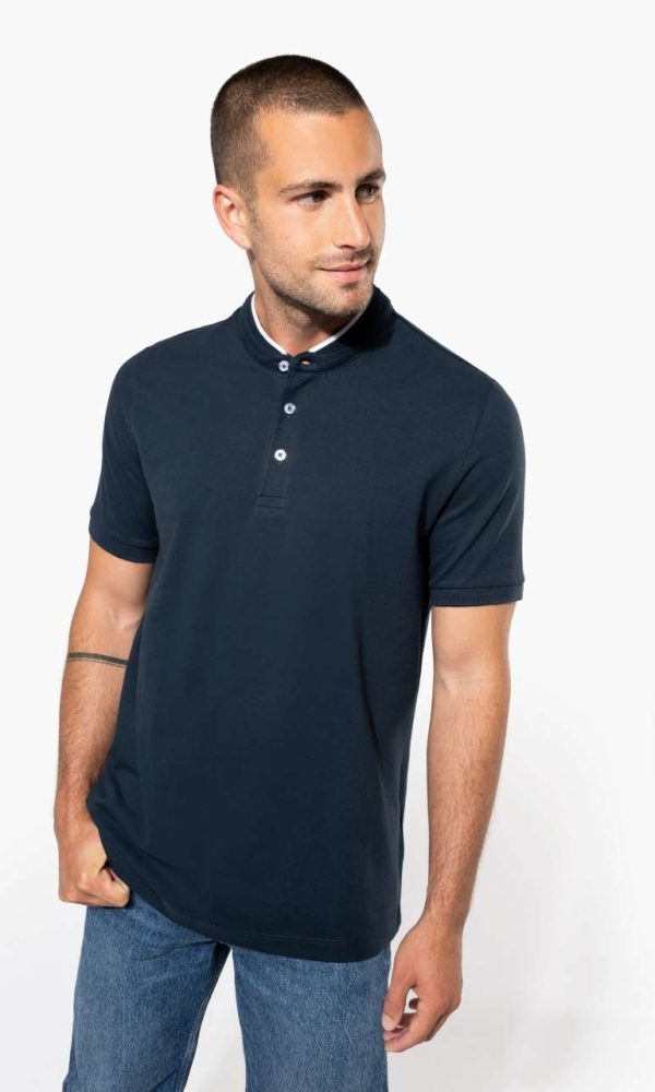 MEN'S SHORT SLEEVE POLO SHIRT WITH MANDARIN COLLAR
