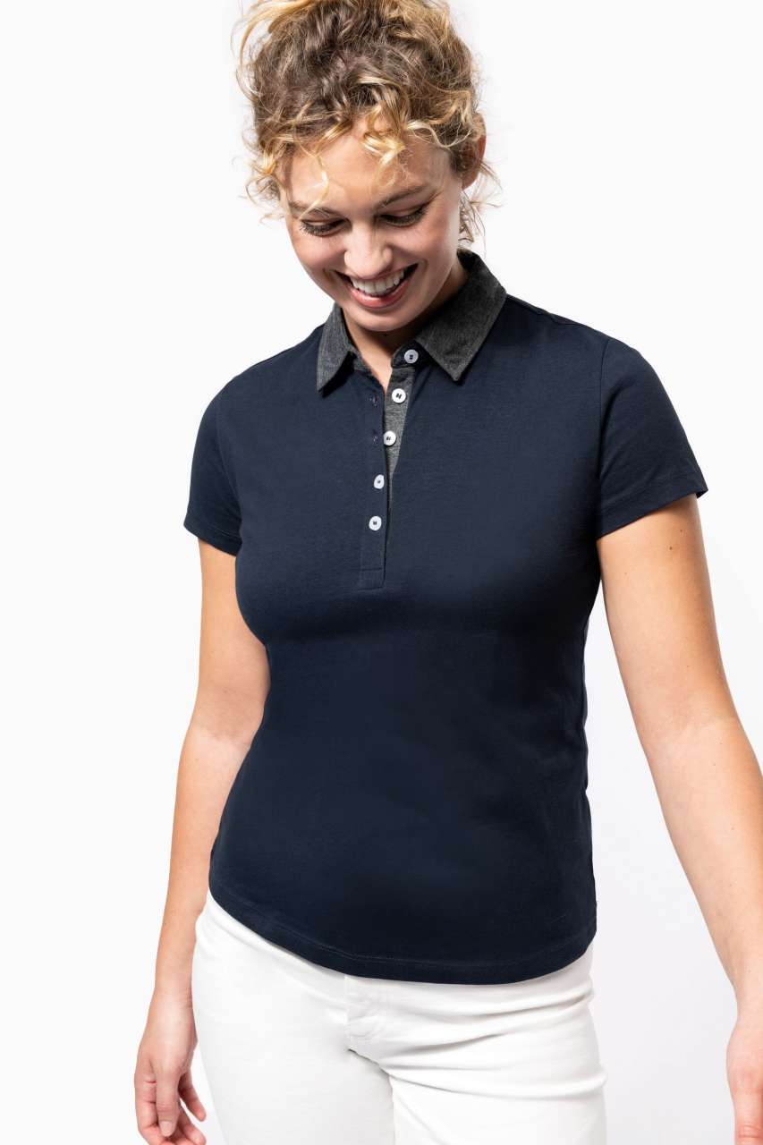 LADIES' TWO-TONE JERSEY POLO SHIRT - Slika 4
