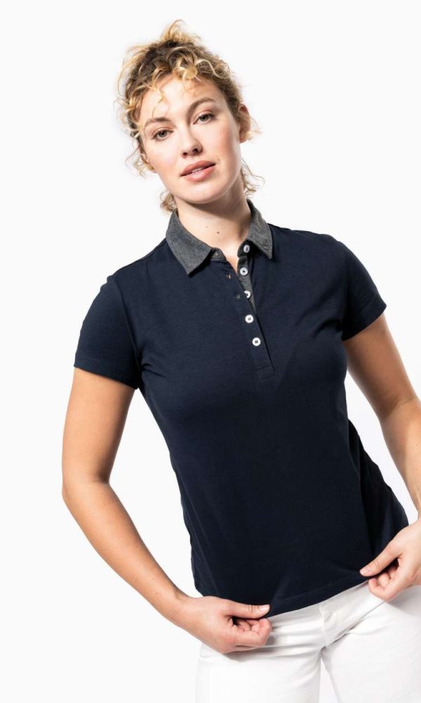 LADIES' TWO-TONE JERSEY POLO SHIRT