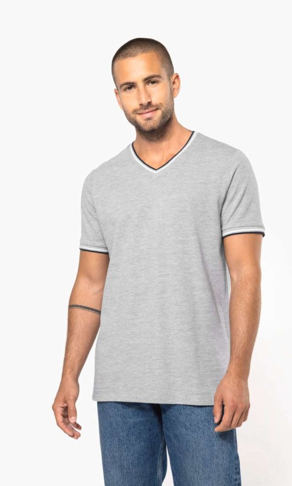 MEN'S PIQUÉ KNIT V-NECK T-SHIRT