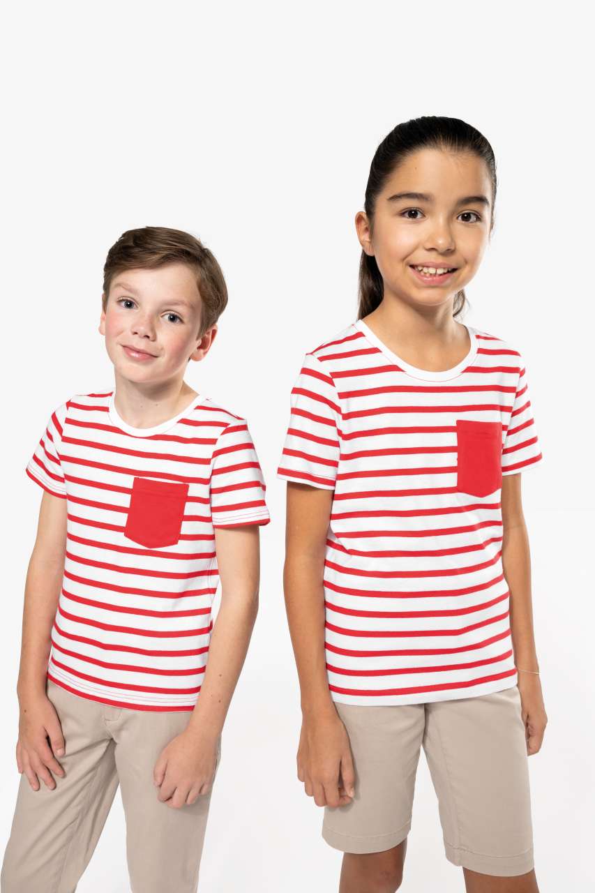 KIDS' STRIPED SHORT SLEEVE SAILOR T-SHIRT WITH POCKET - Slika 2