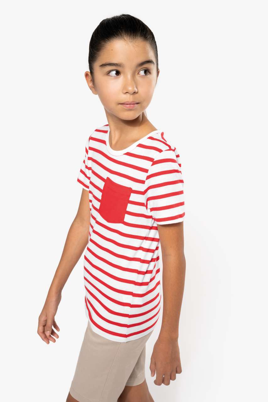 KIDS' STRIPED SHORT SLEEVE SAILOR T-SHIRT WITH POCKET - Slika 3