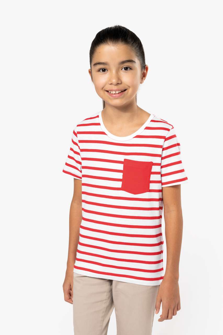 KIDS' STRIPED SHORT SLEEVE SAILOR T-SHIRT WITH POCKET - Slika 4