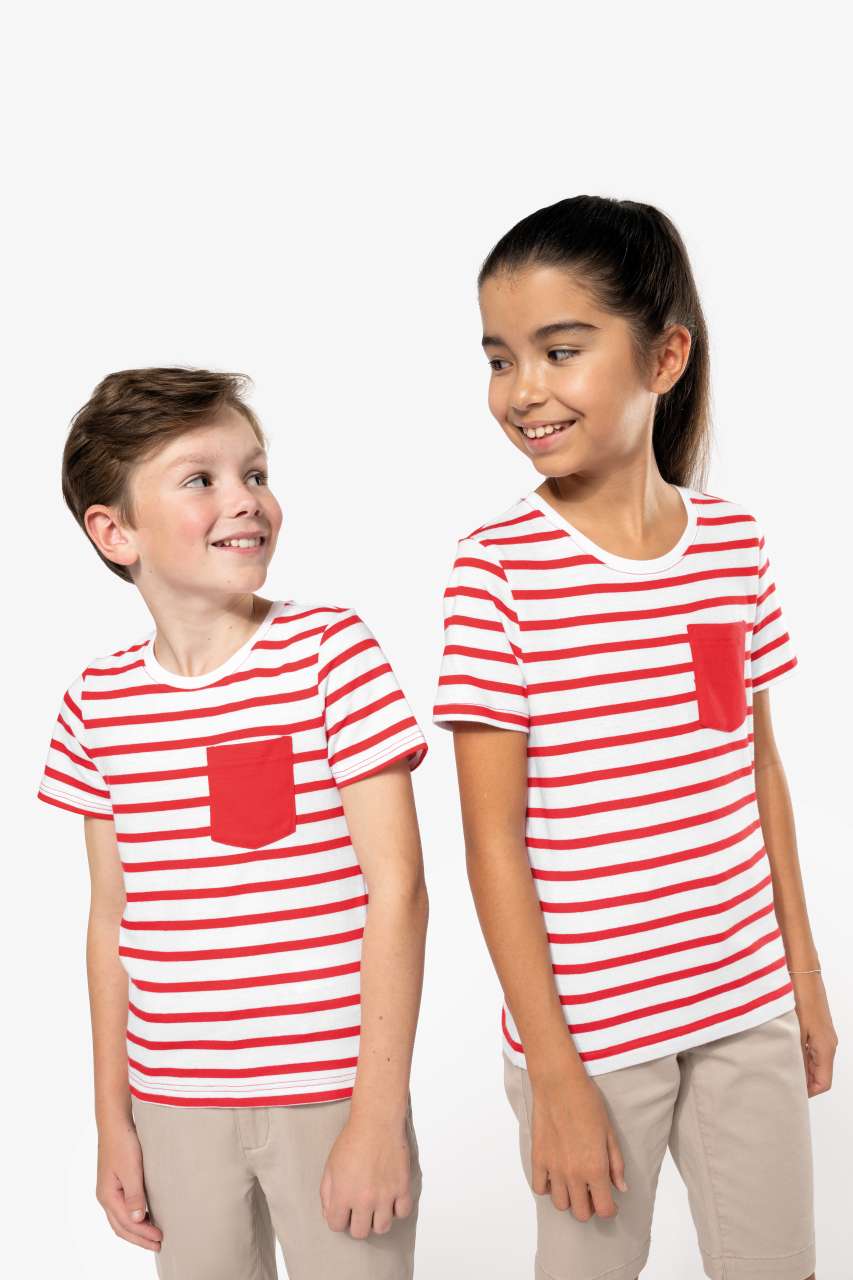 KIDS' STRIPED SHORT SLEEVE SAILOR T-SHIRT WITH POCKET - Slika 8