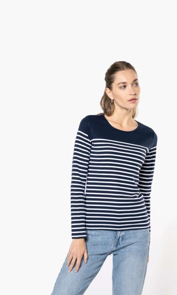 LADIES’ LONG-SLEEVED BRETON STRIPE TOP