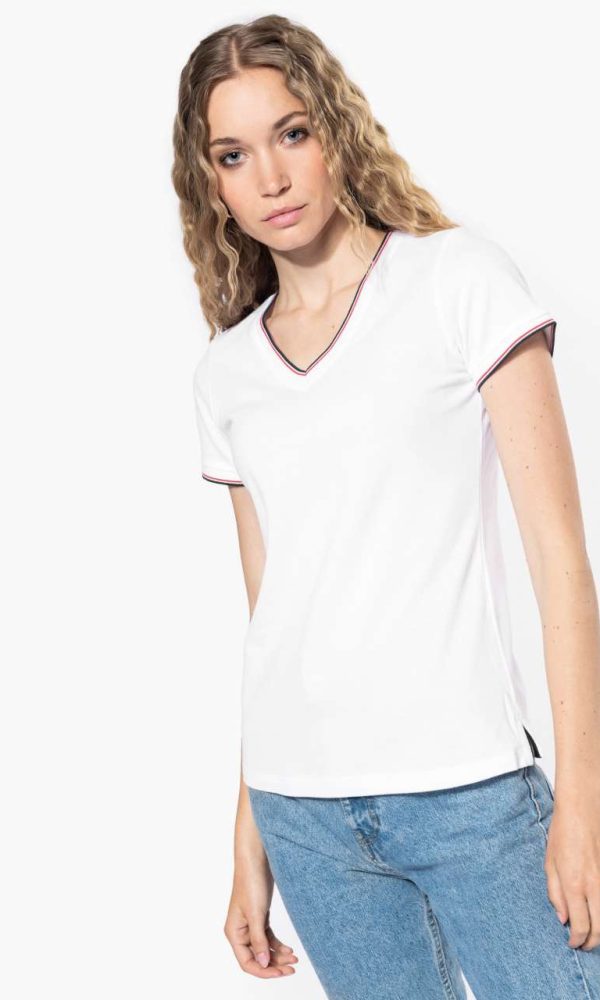 LADIES' PIQUÉ KNIT V-NECK T-SHIRT