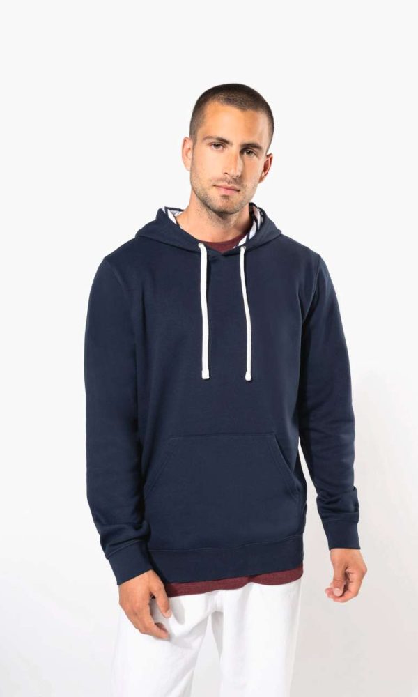 UNISEX CONTRAST PATTERNED HOODED SWEATSHIRT