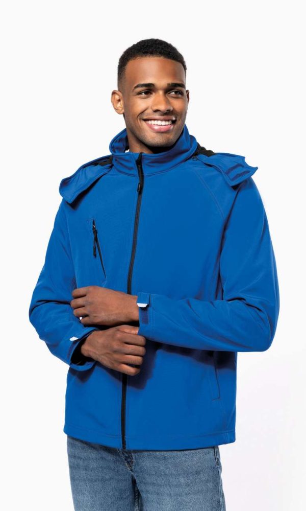 MEN'S DETACHABLE HOODED SOFTSHELL JACKET