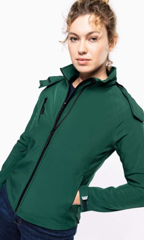 LADIES' DETACHABLE HOODED SOFTSHELL JACKET