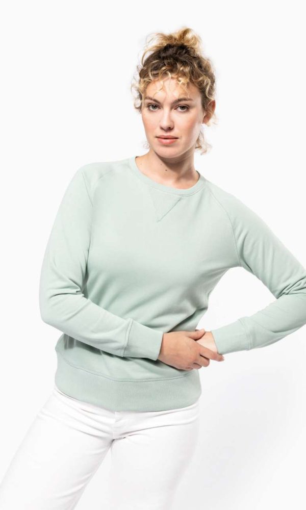 LADIES’ ORGANIC COTTON CREW NECK RAGLAN SLEEVE SWEATSHIRT