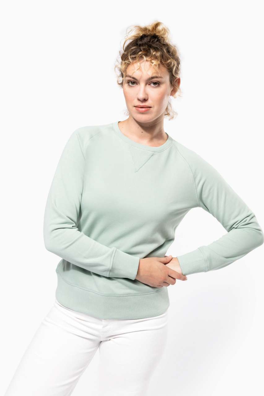 LADIES’ ORGANIC COTTON CREW NECK RAGLAN SLEEVE SWEATSHIRT