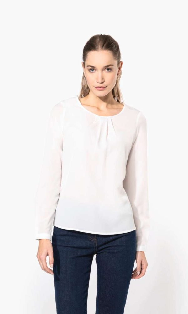 LADIES' LONG-SLEEVED CREPE BLOUSE