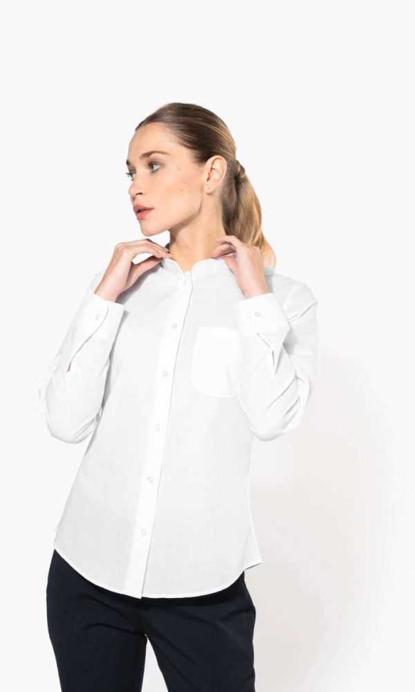 LADIES' LONG-SLEEVED MANDARIN COLLAR SHIRT