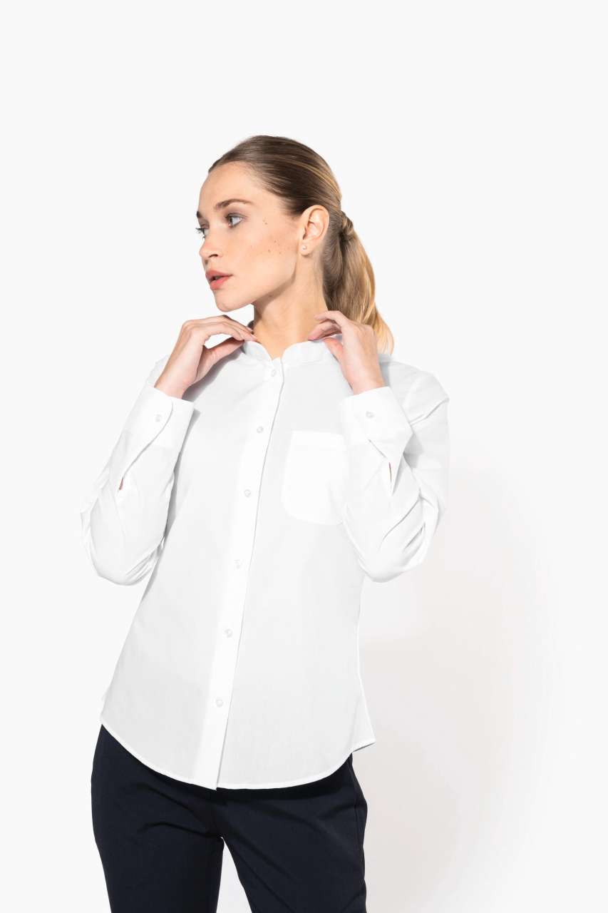LADIES' LONG-SLEEVED MANDARIN COLLAR SHIRT