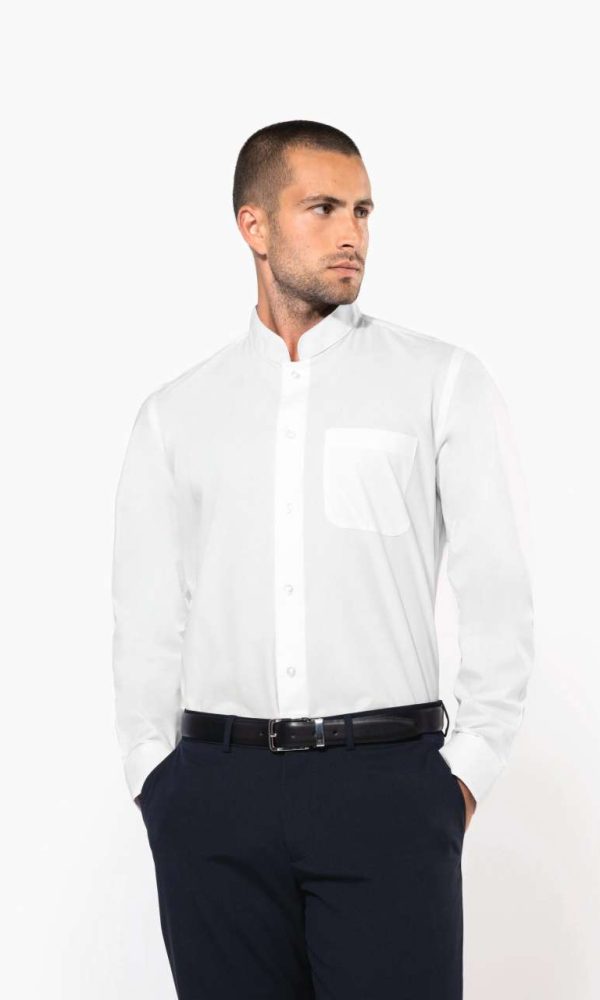 MEN'S LONG-SLEEVED MANDARIN COLLAR SHIRT