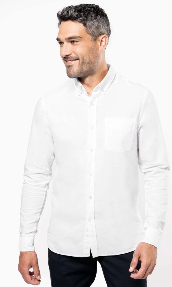 LONG-SLEEVED WASHED OXFORD COTTON SHIRT