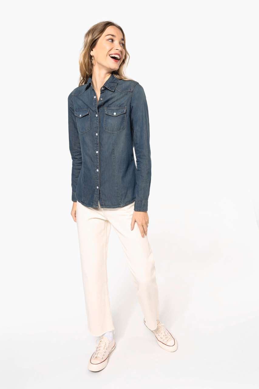 LADIES' LONG-SLEEVED DENIM SHIRT - Slika 5