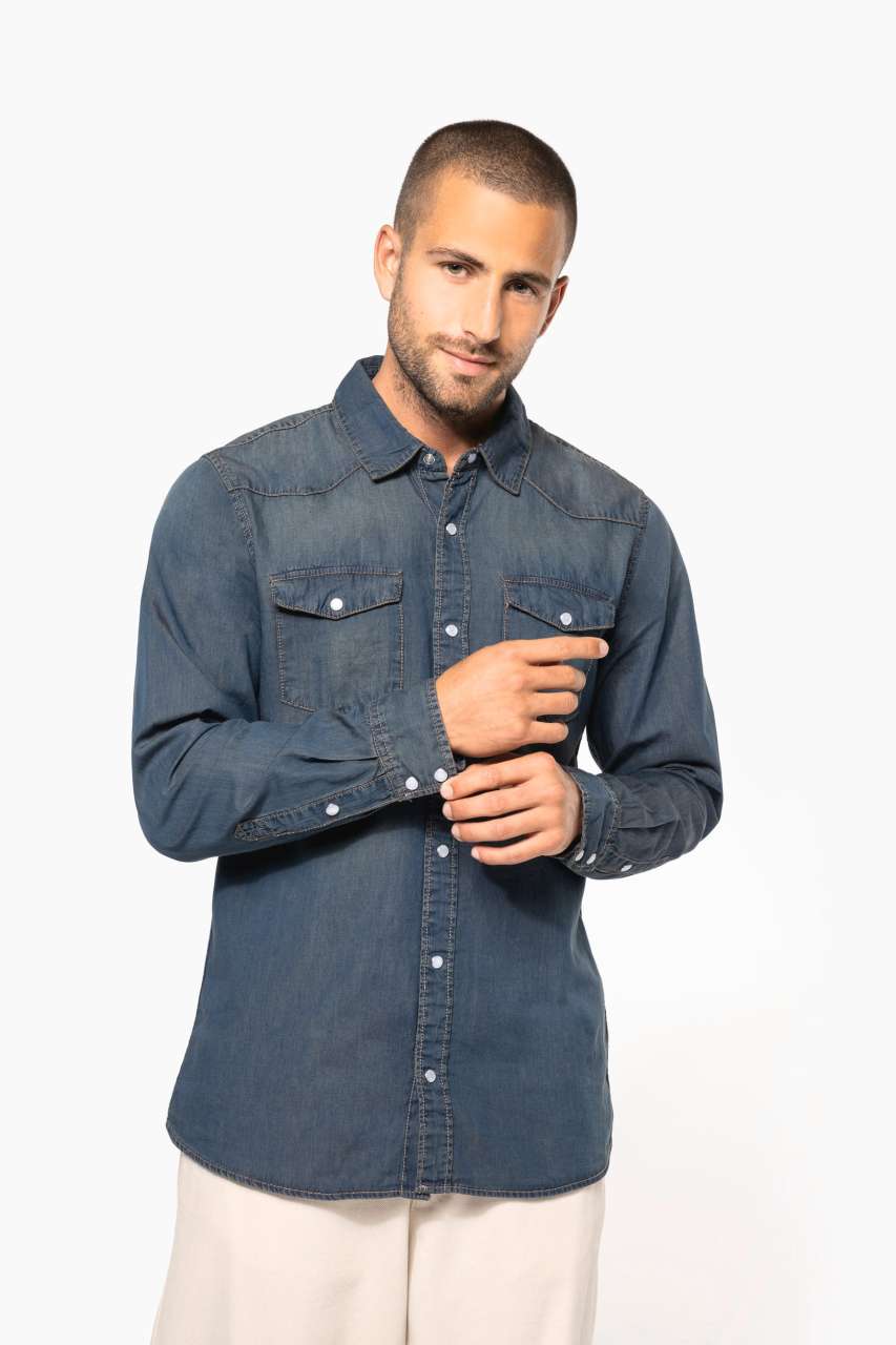 MEN'S LONG-SLEEVED DENIM SHIRT - Slika 4