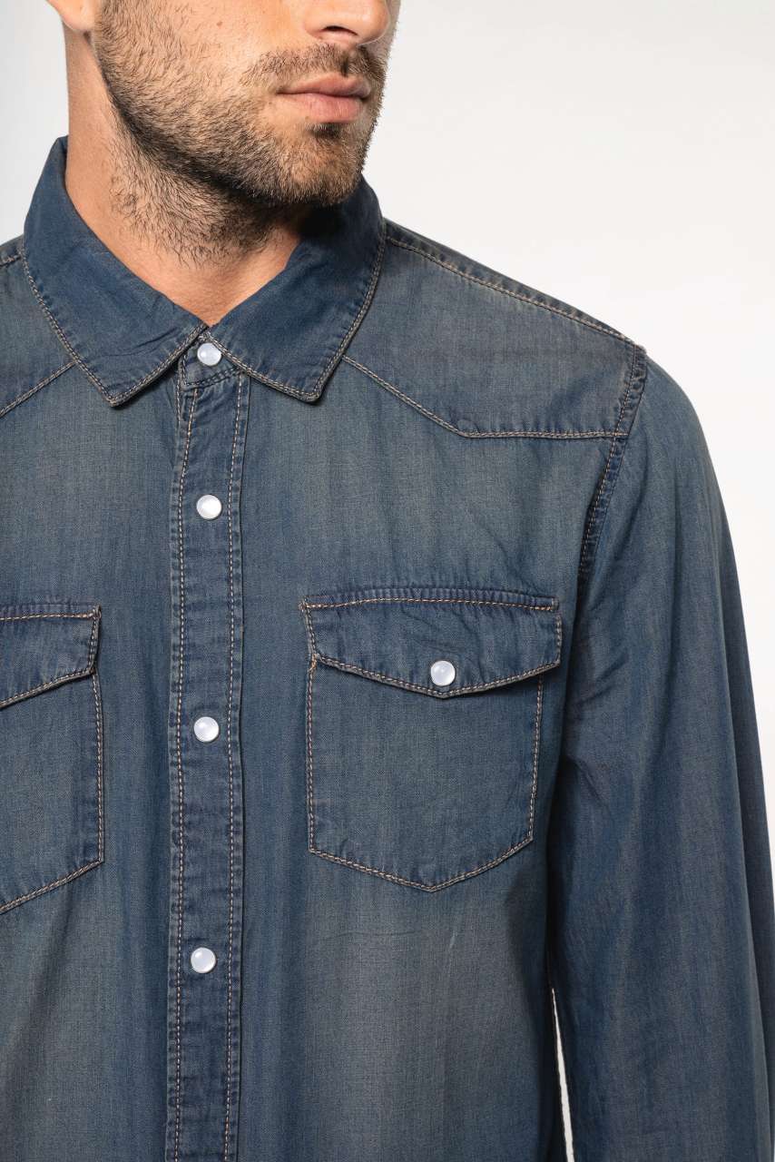 MEN'S LONG-SLEEVED DENIM SHIRT - Slika 10