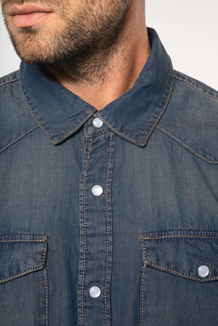 MEN'S LONG-SLEEVED DENIM SHIRT - Slika 11