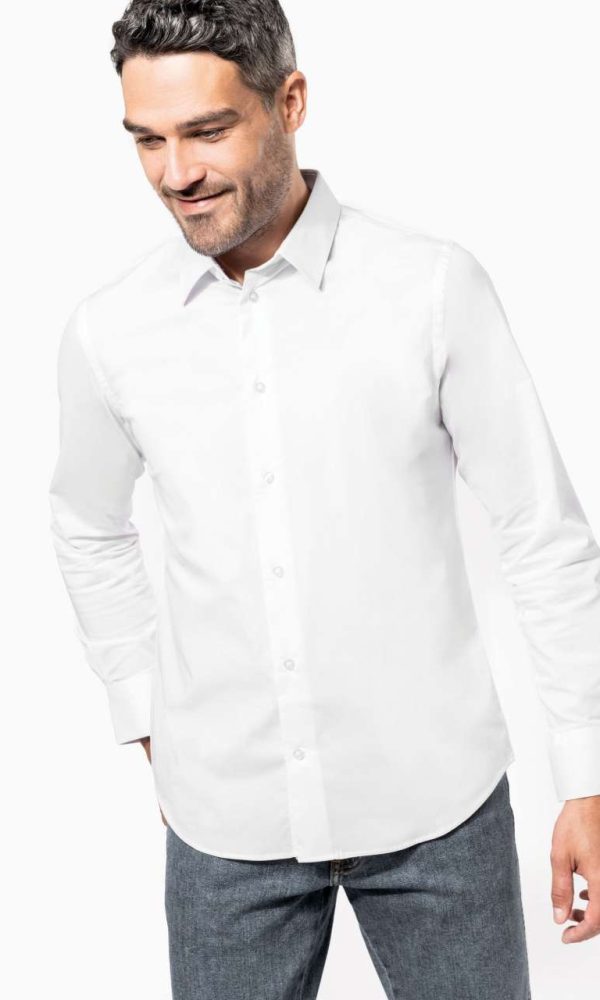 LONG-SLEEVED COTTON/ELASTANE SHIRT