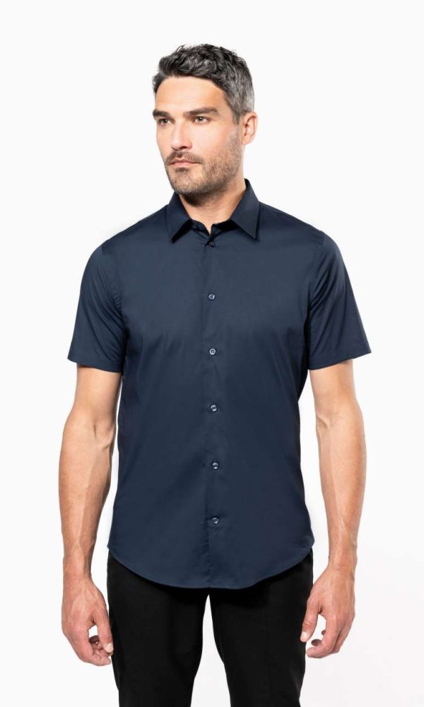 SHORT-SLEEVED COTTON/ELASTANE SHIRT