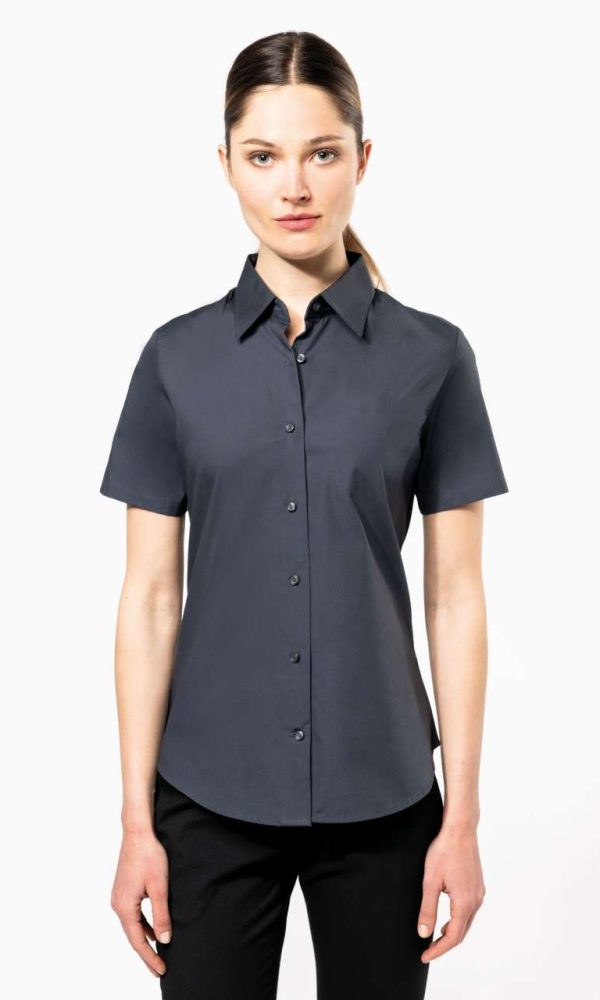 LADIES' SHORT-SLEEVED COTTON/ELASTANE SHIRT