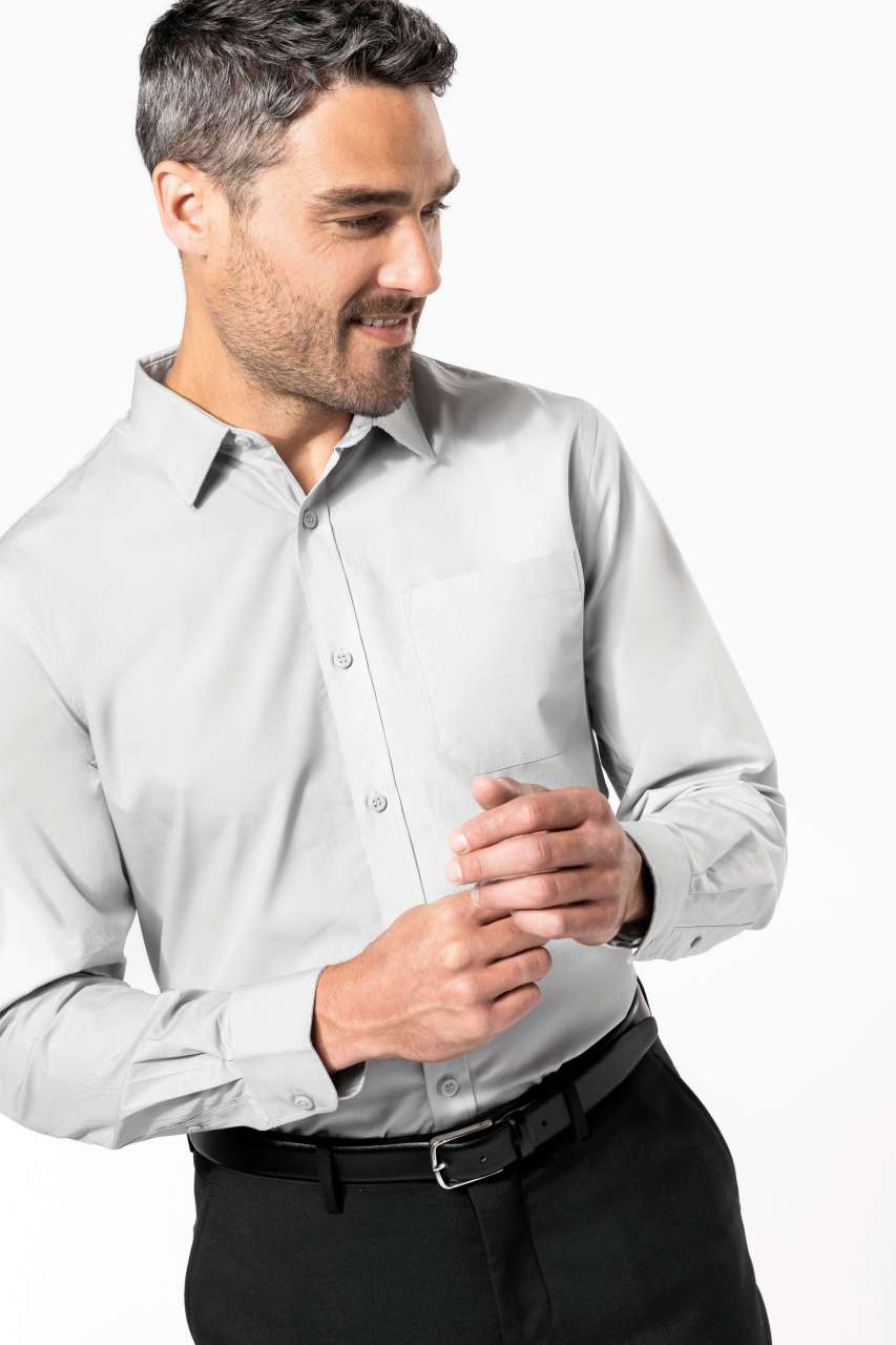 MEN'S LONG-SLEEVED COTTON POPLIN SHIRT - Slika 4