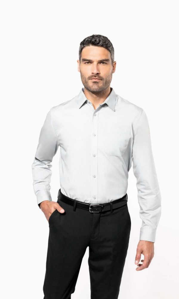 MEN'S LONG-SLEEVED COTTON POPLIN SHIRT