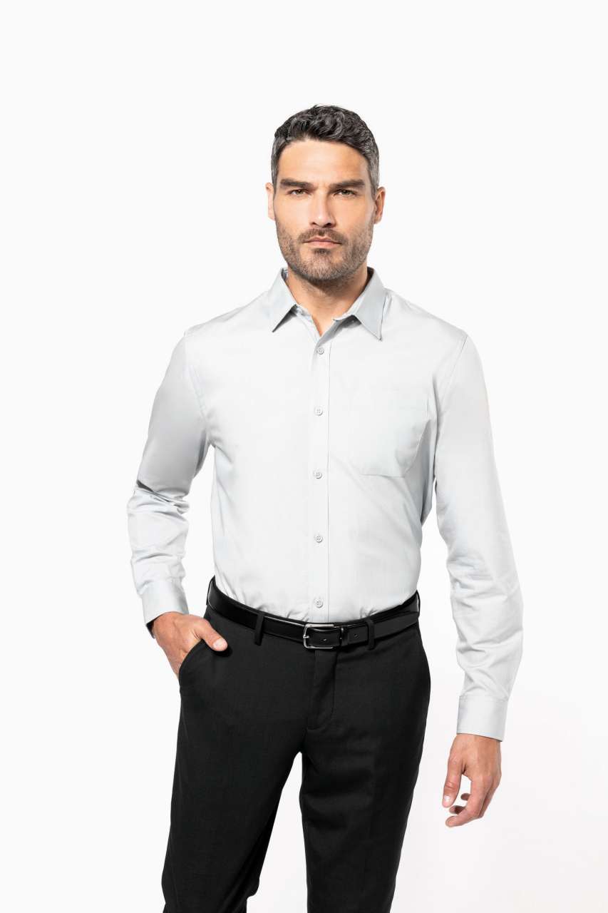 MEN'S LONG-SLEEVED COTTON POPLIN SHIRT
