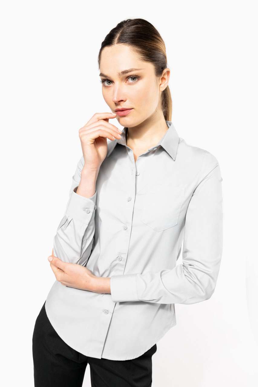 LADIES' LONG-SLEEVED COTTON POPLIN SHIRT - Slika 4