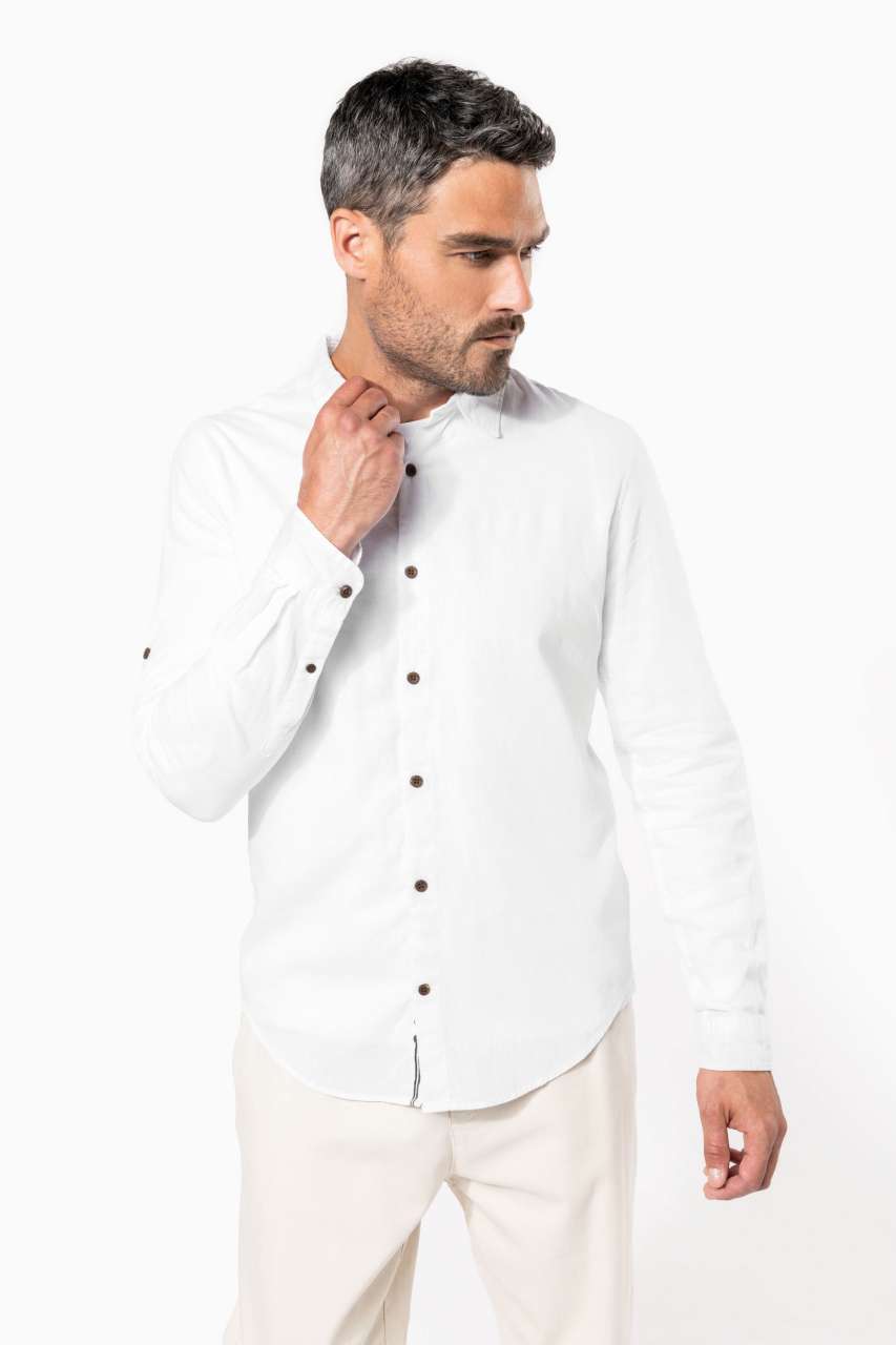 MEN'S LONG SLEEVE LINEN AND COTTON SHIRT - Slika 4