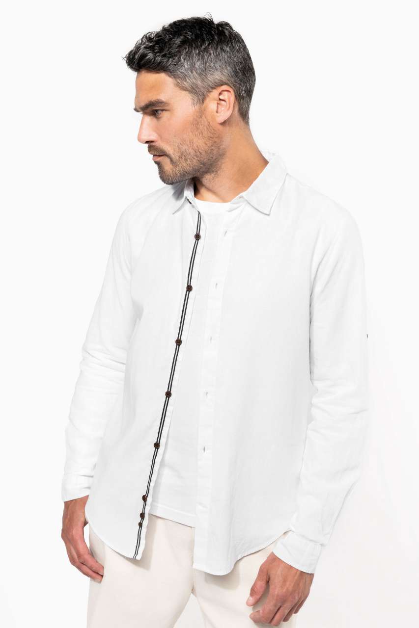 MEN'S LONG SLEEVE LINEN AND COTTON SHIRT - Slika 5