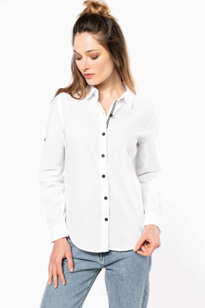LADIES' LONG SLEEVE LINEN AND COTTON SHIRT - Slika 4