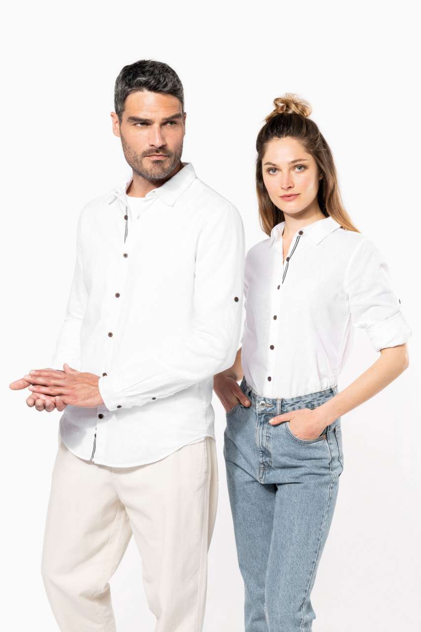LADIES' LONG SLEEVE LINEN AND COTTON SHIRT - Slika 5