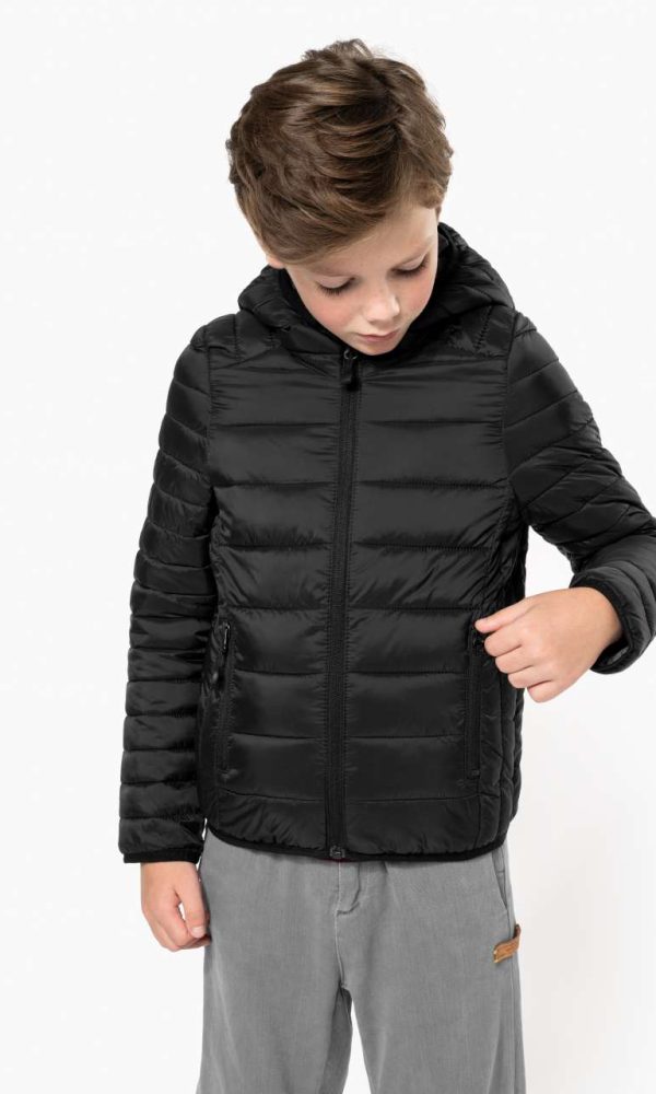 KIDS' LIGHTWEIGHT HOODED PADDED JACKET