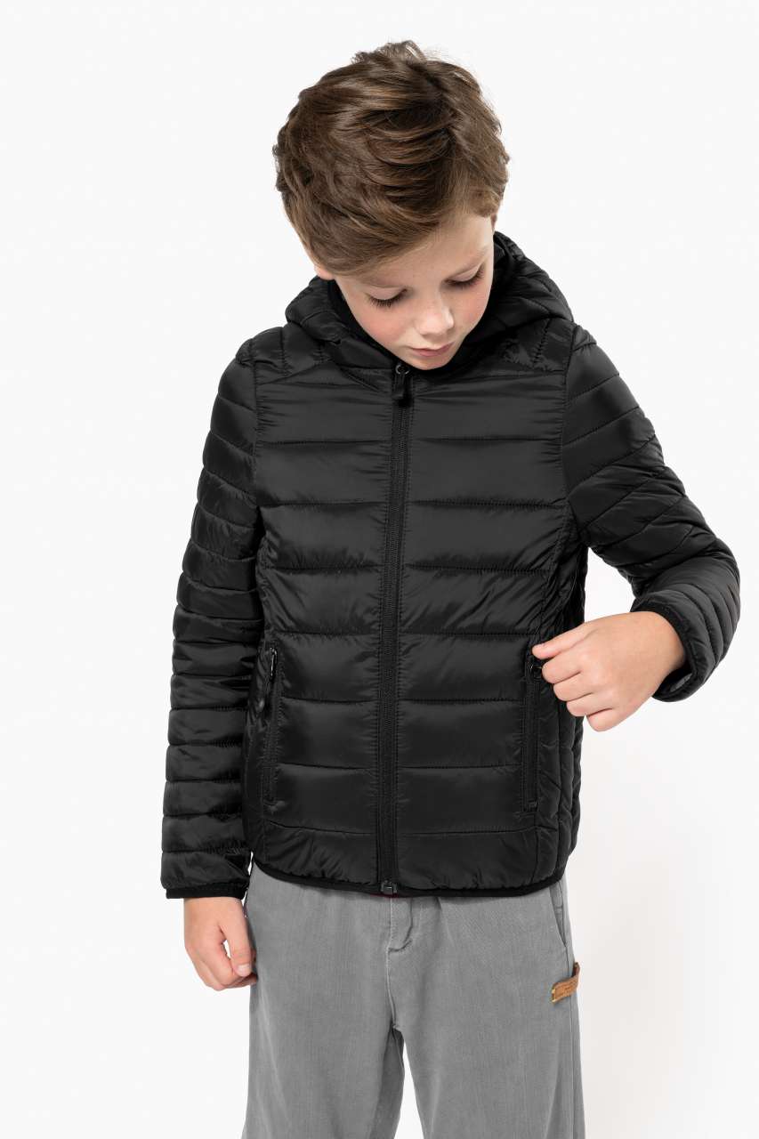 KIDS' LIGHTWEIGHT HOODED PADDED JACKET