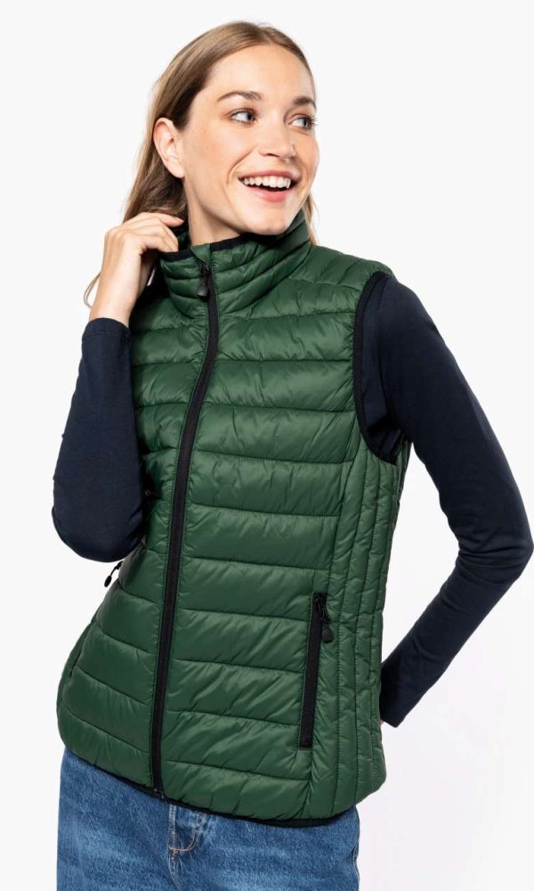 LADIES' LIGHTWEIGHT SLEEVELESS FAKE DOWN JACKET