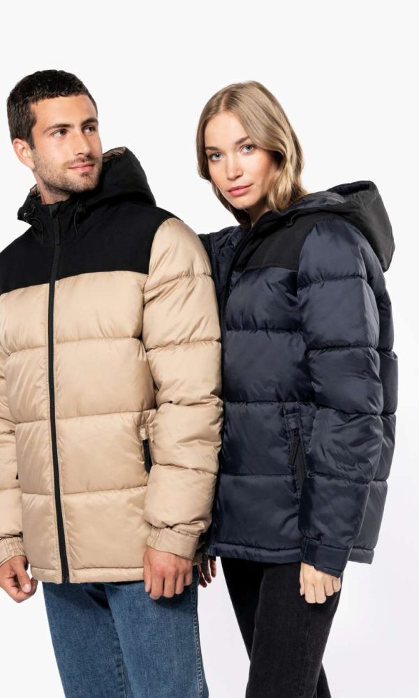 UNISEX BI-TONE PADDED JACKET WITH HOOD
