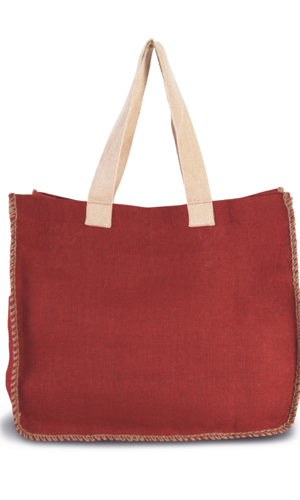 JUTE BAG WITH CONTRAST STITCHING