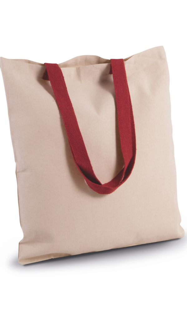 FLAT CANVAS SHOPPER WITH CONTRAST HANDLE