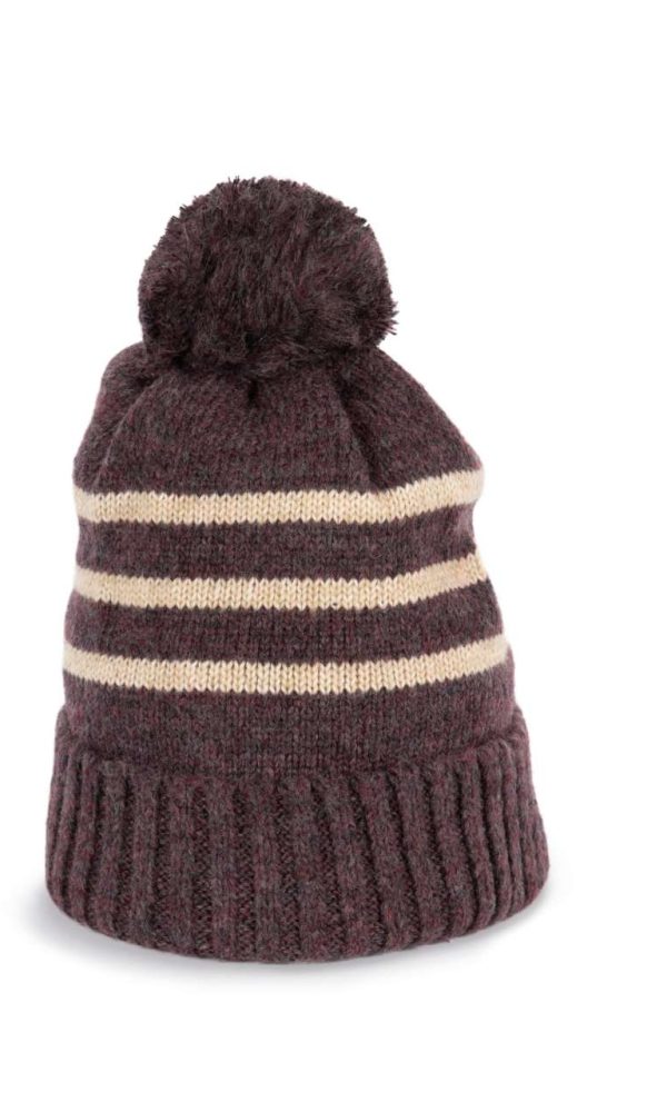 KNITTED STRIPED BEANIE IN RECYCLED YARN