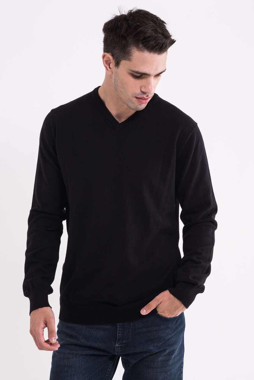 MEN’S V-NECK FINE GAUGE COTTON PULLOVER - Slika 2