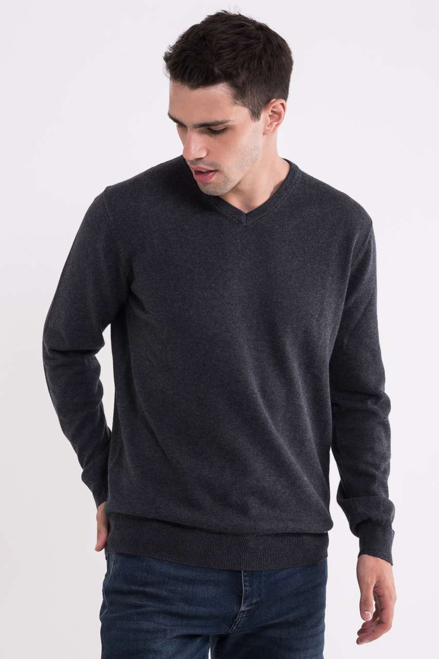 MEN’S V-NECK FINE GAUGE COTTON PULLOVER - Slika 3