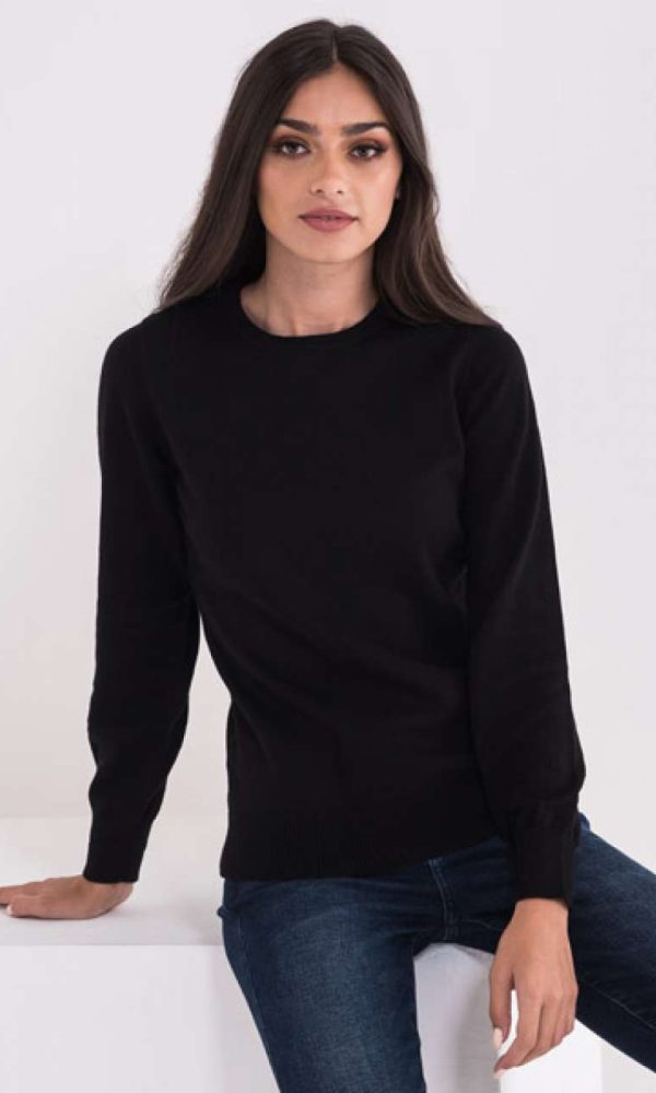 LADIES’ CREW NECK FINE GAUGE COTTON PULLOVER