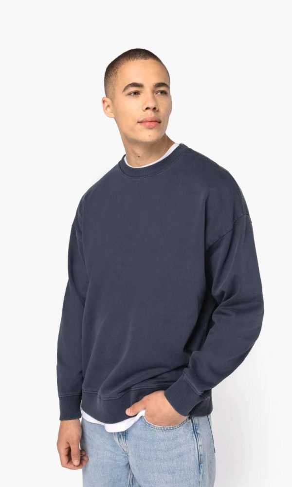UNISEX WASHED EFFECT OVERSIZE ROUND NECK SWEATSHIRT