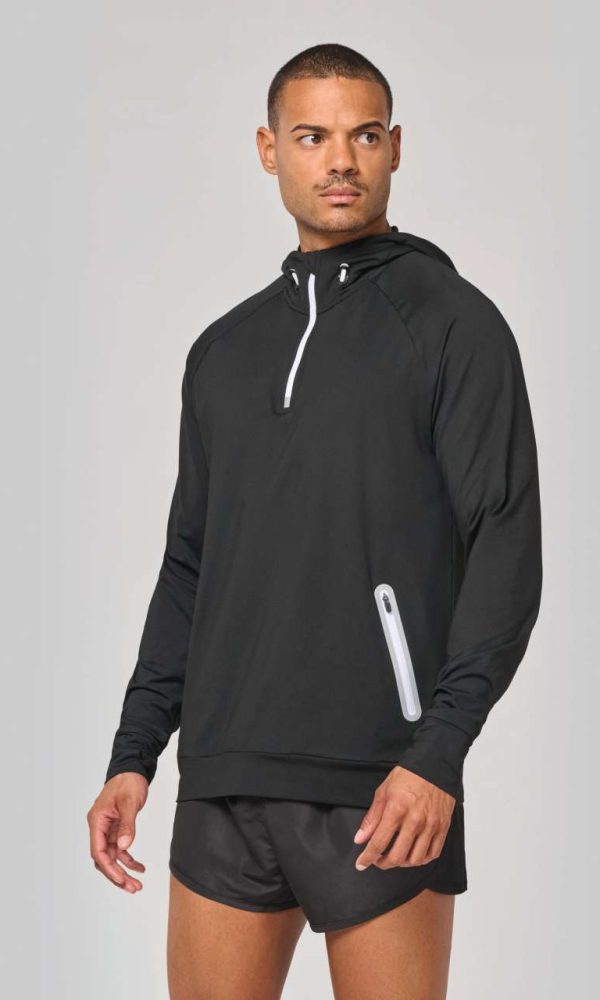 ZIP NECK HOODED SPORTS SWEATSHIRT